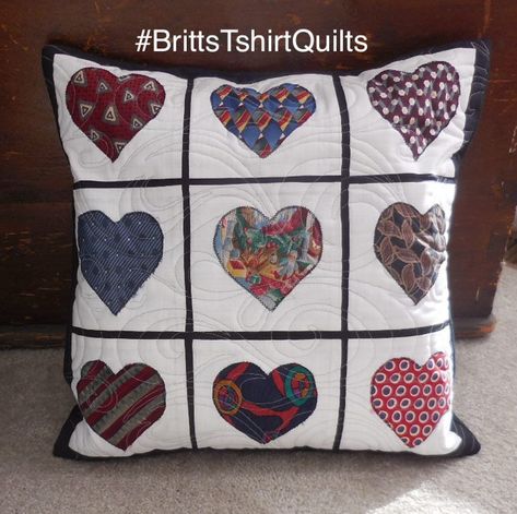 Personalized Heart Necktie Memorial Pillow made out of YOUR | Etsy Memory Pillow From Shirt, Memorial Pillow, Necktie Quilt, Tie Pillows, Clothing Keepsake, Necktie Crafts, Quilted Pillow Covers, Memory Projects, Sunflower Pillow