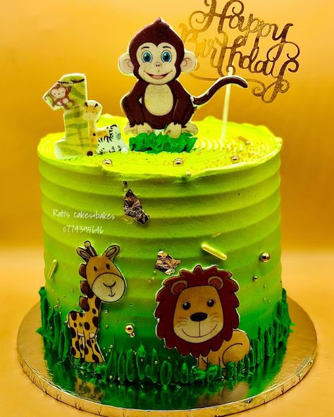 Fruits Theme Cake, Zoo Cake Ideas, Jungle Theme Cake Without Fondant, Safari Cake Design, Basket For Your Boyfriend, Jungle Theme Cake Topper, Jungle Theme Birthday Cake, Album Cake, Jungle Theme Cake