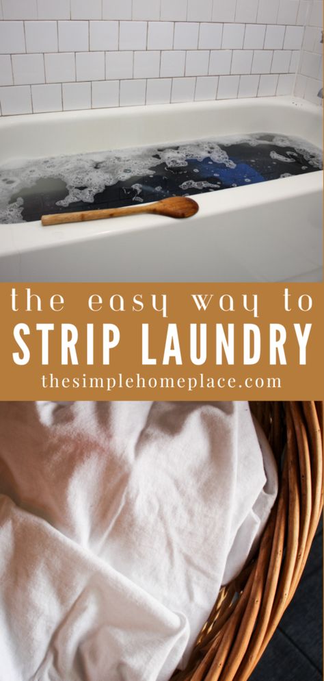 How to Strip Laundry for a Deep Clean - The Simple Homeplace Laundry Pulling Recipe, Laundry Stripping Bedding, Clean Towels Deep, Bathtub Clothes Soak, Stripping White Laundry Recipe, Laundry Stripping Bed Sheets, Striping Your Towels Clean, Laundry Deep Clean Soak, How To Strip Bed Sheets