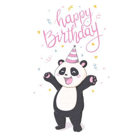 Discover thousands of Premium vectors available in AI and EPS formats Happy Birthday Animals, Happy Birthday Bear, Panda Images, Happy Birthday Grandma, Birthday Card Sayings, Panda Birthday, Happy Birthday Art, Birthday Wishes Cake, Birthday Wishes And Images