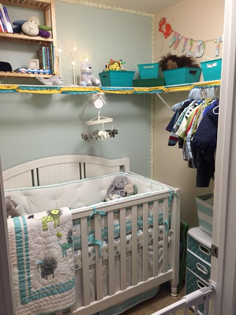 We turned a master closet into a nursery Turning A Closet Into A Nursery, Turning Closet Into Nursery, Closet Turned Into Nursery, Nursery In Walk In Closet, Closet Nursery Ideas Walk In, Small Closet Nursery, Closet Turned Nursery, Walk In Closet Nursery Converted, Closet Nursery Converted