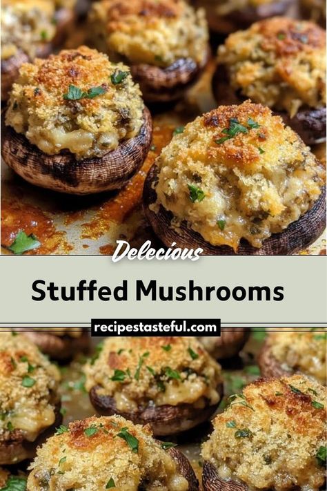 These stuffed mushrooms make an excellent appetizer or side dish, combining tender mushroom caps with a creamy, savory filling of garlic, onions, breadcrumbs, and Parmesan cheese. Optional additions of bacon or sausage make these even more indulgent, perfect for any occasion from casual dinners to festive gatherings. Best Stuffed Mushrooms, Mushroom Side Dishes, Stuffed Mushrooms Easy, Pot Roast Crock Pot Recipes, Traditional Thanksgiving Recipes, Sausage Stuffed Mushrooms, Mushroom Appetizers, Cheese Stuffed Mushrooms, Mushroom Caps