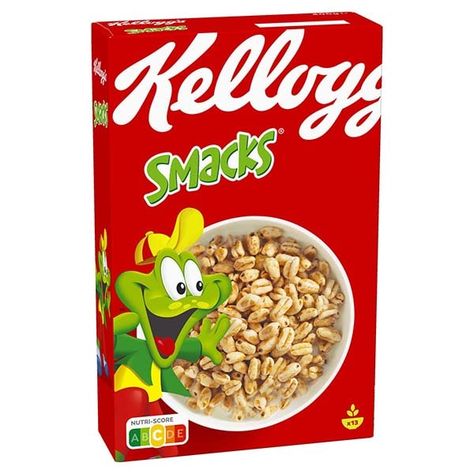 Smacks | Kellogg's Kellogs Cereal, Puffed Wheat Cereal, Puffed Wheat, Cereal Packaging, Sugar Puffs, Balanced Breakfast, Bowl Of Cereal, Food Pack, Sweet Taste