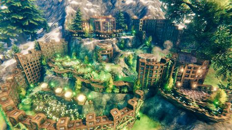 Valheim Garden, Valheim Farm, Valheim Builds, Ark Survival Evolved Bases, Mountain Garden, Ark Survival Evolved, Art Hobbies, Starter Home, Block Art