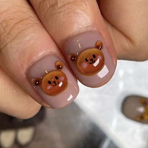 Bears Nails, Korean Nail Art, Korean Nails, Kawaii Nails, Dream Nails, Funky Nails, Chic Nails, 3d Nails, Cute Acrylic Nails