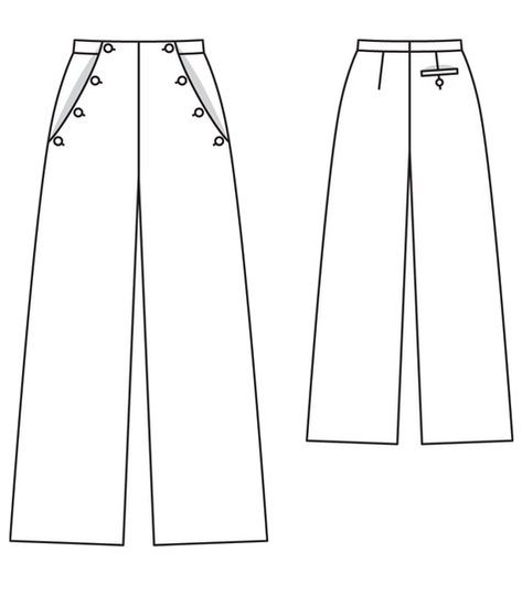 Palazzo Pants Pattern, Pants Pattern Free, Burda Sewing Patterns, Sewing Pants, Plus Size Sewing, In The Navy, Sailor Pants, Sewing Patterns Girls, Doll Dress Patterns