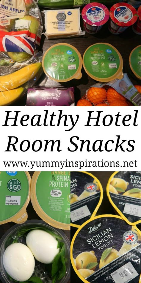 Hotel Room Snacks - Ideas for healthy foods to have in a hotel room without a kitchen or even a fridge to save on money while staying at hotels. Hotel Room Snacks Ideas, Snacks For Hotel Stay, Hotel Room Snacks, Hotel Snacks, Hotel Room Cooking, Hotel Cooking, Room Snacks, Healthy Travel Food, Cali Vacation