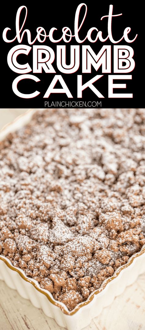 Crumb Cake Using Box Cake, Chocolate Crumble Cake, Chocolate Crumb Cake, Chocolate Crumb Crust Desserts, Chocolate Chip Crumb Cake, Chocolate Crumb Cake Recipe, Velvet Crumb Coffee Cake, Soft Crumb Chocolate Cake With Fudge Frosting, Bisquick Velvet Crumb Coffee Cake