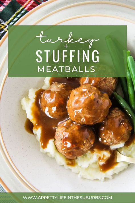 Turkey And Stuffing Appetizers, Meals With Turkey Meatballs, Ground Turkey Stuffing Meatballs, Turkey Meatballs With Stove Top Stuffing, Stuffing Meatballs Thanksgiving, Turkey Thanksgiving Meatballs, Stove Top Turkey Meatballs, Turkey Stuffed Meatballs, Ground Turkey Stuffing Balls