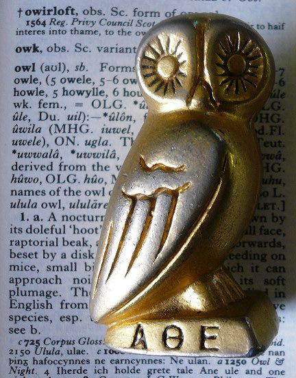 Symbols Of Athena, Athena Tattoo Owl, Athena Owl Tattoo Greek Mythology, Athenian Owl Tattoo, Athena With Owl, Athena Costume, Annabeth Chase Aesthetic, Athena Aesthetic, Athena Cabin