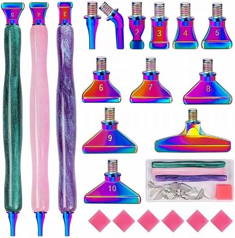 Amazon.com: Heflashor 22Pcs Diamond Painting Pen Tools,Stainless Steel Metal Screw Thread Tips, Diamond Painting Accessories Pen with Ergonomic Resin,Diamond Art Pen for DIY Craft,Embroidery Decor Diy Diamond Art, Resin Diamond, Art Pen, Pen Accessories, Painting Accessories, Painting Tools, Diamond Art, Diamond Painting, Screw