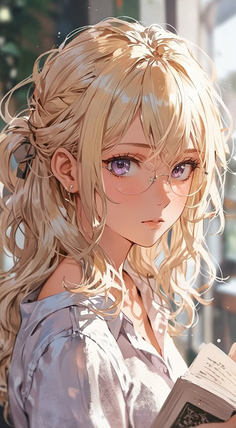 Blond Anime Girlies, Anime Girlies Blonde Hair, Blonde Princess Art, Blonde Girl Art, Beautiful Anime Art, Blonde Anime Characters, Anime Brown Hair, Hair Fan, Blonde Anime