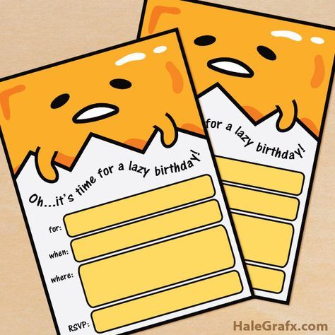 Free printable Gudetama birthday party invitation Sanrio Party Invitations, Gudetama Party Ideas, Gudetama Birthday Theme, Gudetama Party, Gudetama Birthday, Anime Doodles, Gudetama Egg, Invitation For Birthday, Egg Party