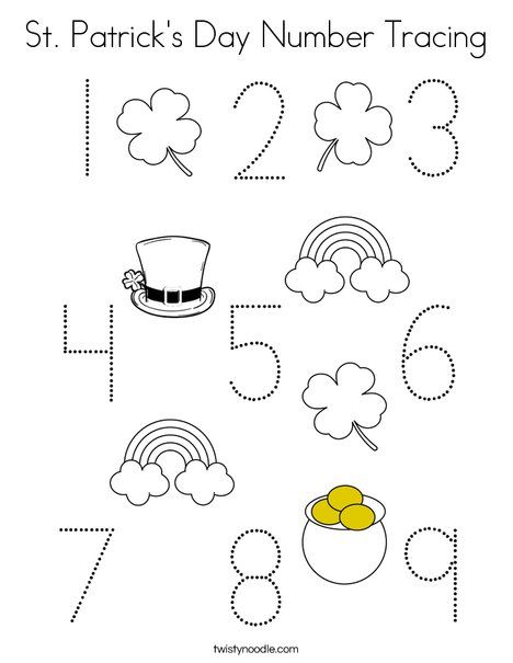 St Patrick's Day Number Tracing Coloring Page - Twisty Noodle St Patricks Day Math For Toddlers, St Patricks Day Number Activities, St Patricks Day Lessons For Preschool, St Patrick’s Day Preschool Worksheets, St Pattys Day Activities For Preschool, St Patrick’s Day Lesson Plans, St Patricks Day Worksheets For Preschool, St Patrick’s Day Worksheets, St Patricks Day Coloring Pages Free