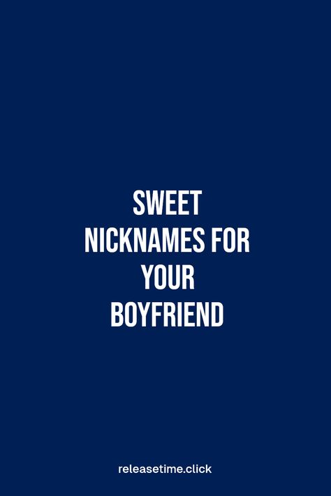 Searching for creative and sweet nicknames for your boyfriend? Discover fun and unique options to express your love. Names like 'Honey Bear' or 'Snuggle Bug' can add a playful touch to your relationship. Explore nickname ideas that range from cute to quirky, and personalize your choice based on his personality. Use these endearing names to strengthen your bond and keep the romance alive. Whether you're looking to be flirty or best friend-like, these ideas will definitely inspire you! Endearing Names For Boyfriend, Unique Name For Boyfriend, Couple Nicknames Ideas, Sweet Nicknames For Boyfriend, Sweet Names For Boyfriend, Cute Things To Call Your Boyfriend, Funny Nicknames For Boyfriends, Nickname For Boyfriend, Love Names For Boyfriend