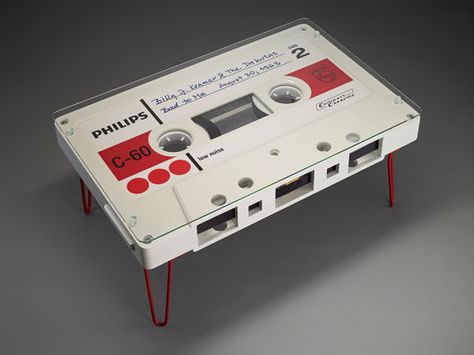 Awesome cassette tape coffee tables that you can buy right now | Dangerous Minds Housewarming Gifts For Men, Glass Pool, Perfect Bedroom, Black Fire, Great Housewarming Gifts, Cassette Tape, Coffee Table Design, New Classic, Cassette Tapes