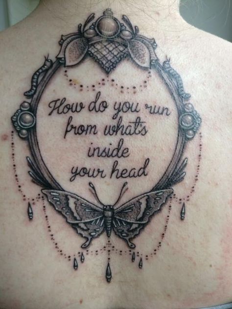 Alice In Wonderland Tattoo Sleeve, Alice In Wonderland Tattoo, Butterfly Tattoo Cover Up, Alice And Wonderland Tattoos, Alice In Wonderland Quote, Ornamental Frame, Butterfly Tattoo On Shoulder, Butterfly Tattoo Meaning, Kunst Tattoos