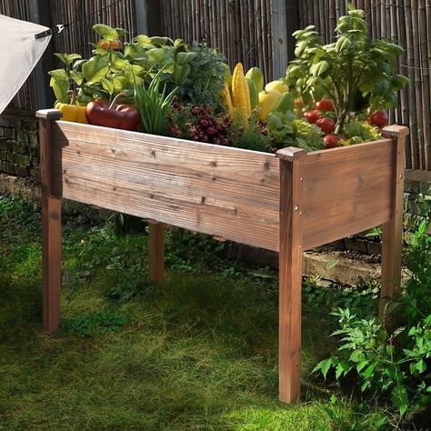 VEIKOUS Raised Garden Bed Elevated Planter Box with Drainage Holes - Bed Bath & Beyond - 35481289 Wood Raised Garden Bed, Elevated Planter, Wooden Raised Garden Bed, Elevated Planter Box, Raised Garden Bed Kits, Cedar Raised Garden Beds, Elevated Gardening, Cedar Planter Box, Raised Planter Boxes