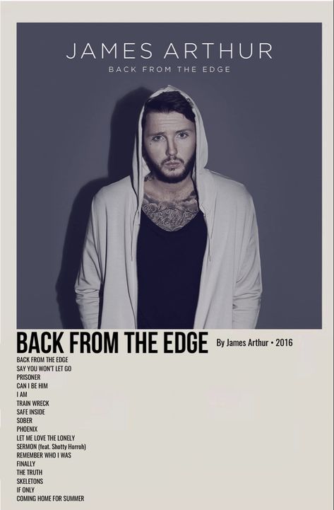 minimal polaroid album cover poster for back from the edge by james arthur James Arthur Album, James Arthur Songs, James Author, Gambar One Direction, Minimalist Music, Music Journal, Music Poster Ideas, Vintage Music Posters, Film Posters Minimalist