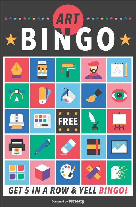 Art Bingo! Bingo Poster Design, Art Bingo, Class Bingo, Bingo Design, Art Education Projects, Art Mom, Bingo Template, Bingo Card, Food Poster Design