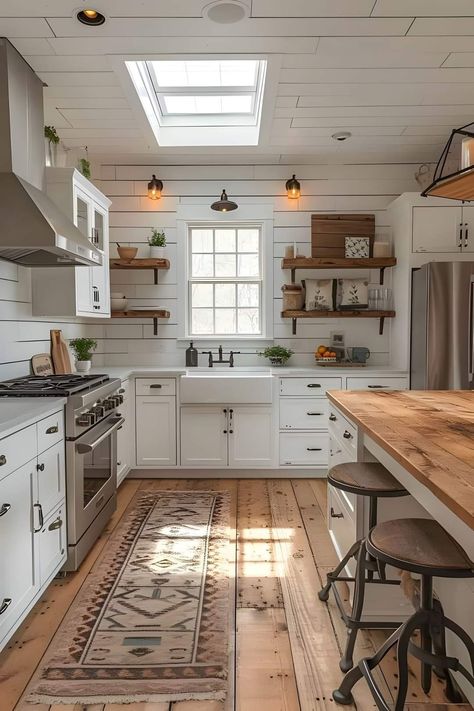 Vintage Style New Build, Cottage Homestead Aesthetic, Cozy Cottage Layout, Vintage Cottage Kitchens Farmhouse Style, Cottage Vintage Aesthetic, Farm Home Aesthetic, Cottage Core Home Aesthetic, Farm Cottage Aesthetic, Cottage Core House Aesthetic