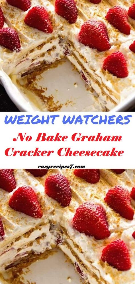 Graham Cracker Cheesecake, Low Cal Dessert, Weight Watcher Desserts, Low Fat Desserts, Low Sugar Desserts, Biscuits Graham, Weight Watchers Recipes Desserts, Ww Desserts, Weight Watchers Desserts