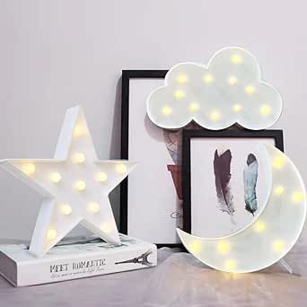 ZUOKEMY 3Pcs Decorative LED Crescent Moon Star Cloud Night Light Can Be Hung On The Wall Children’S Room Room Light, Suitable for Birthday Parties, Holiday Decorations, Baby Room Decoration. Moon Baby Shower Theme, Moon Stars Nursery, Lucas Baby, Cloud Night, Decorate My Room, Star Baby Shower Theme, Stars Nursery, Cloud Night Light, Cozy Baby Room