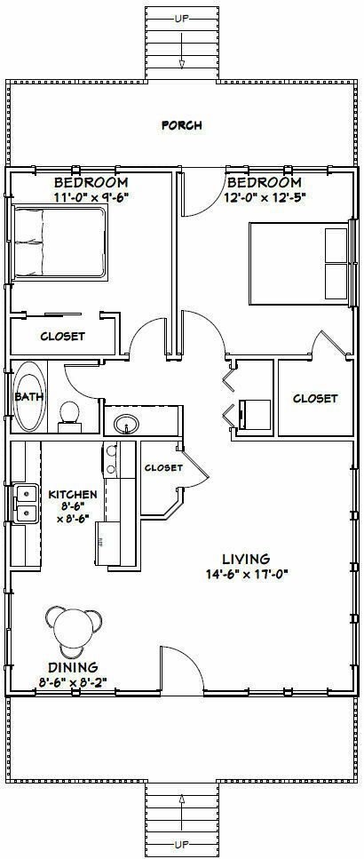 Modern Cottage Plans, Bedroom With Loft, Loft House Plans, Cottage Plans, Modern House Floor Plans, Bungalow Floor Plans, Unique Floor Plans, Little House Plans, Modern Floor Plans