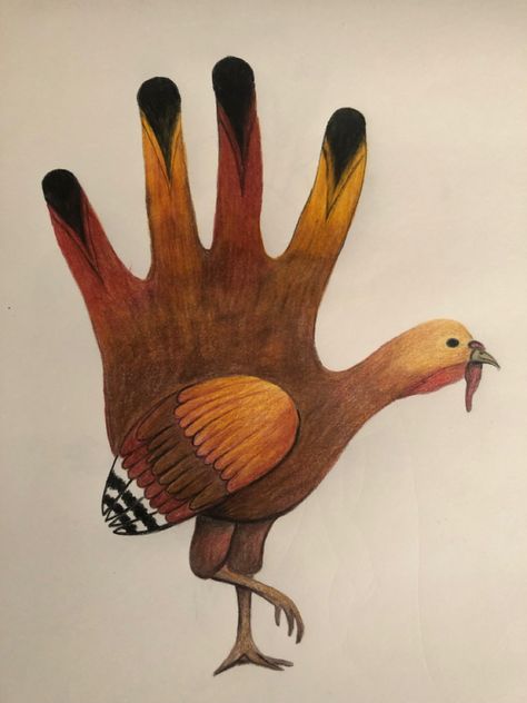 Had to do a hand Turkey for a contest at work Hand Turkey Drawing Ideas, Hand Turkey Ideas Creative, Turkey Painting For Kids, Hand Turkey Ideas, Turkey Arts And Crafts, Hand Turkey Drawing, Hand Print Turkey, Turkey Hand Drawing, Hand Turkey Craft