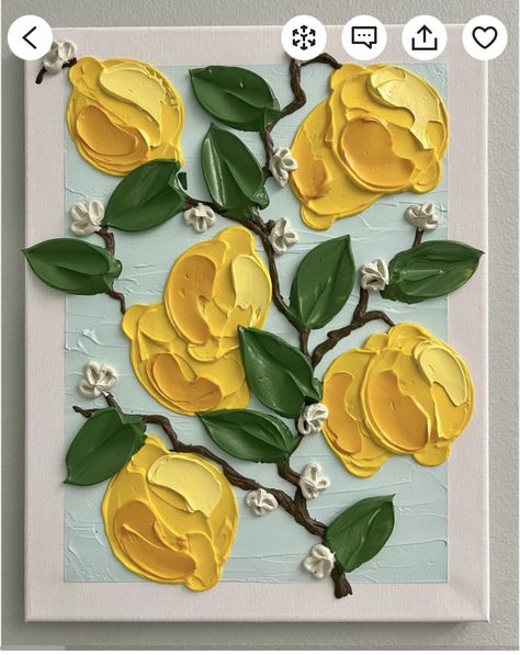 New Apartment Gift, Accent Flowers, Lemon Kitchen Decor, Lemon Painting, Fruit Decor, Lemon Kitchen, Apartment Gift, Lemon Fruit, Botanical Leaves