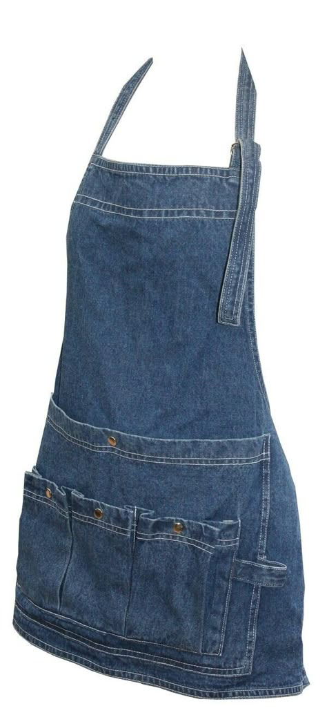 Denim Apron Diy Recycle Jeans, Denim Jeans Recycled, Återvinna Jeans, Denim Jeans Ideas, Jean Apron, Diy Apron, Denim Crafts Diy, Apron Sewing Pattern, Denim Apron