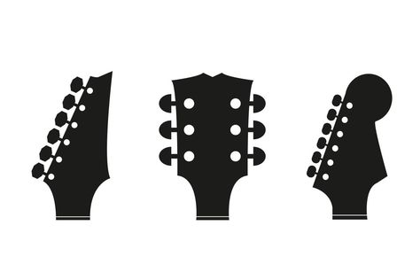 The head of the 3 black guitar on a white background Guitar Vector Art, Solar Planet, Guitar Vector, Black Guitar, The Head, 3 Things, The 3, Vector Art, White Background