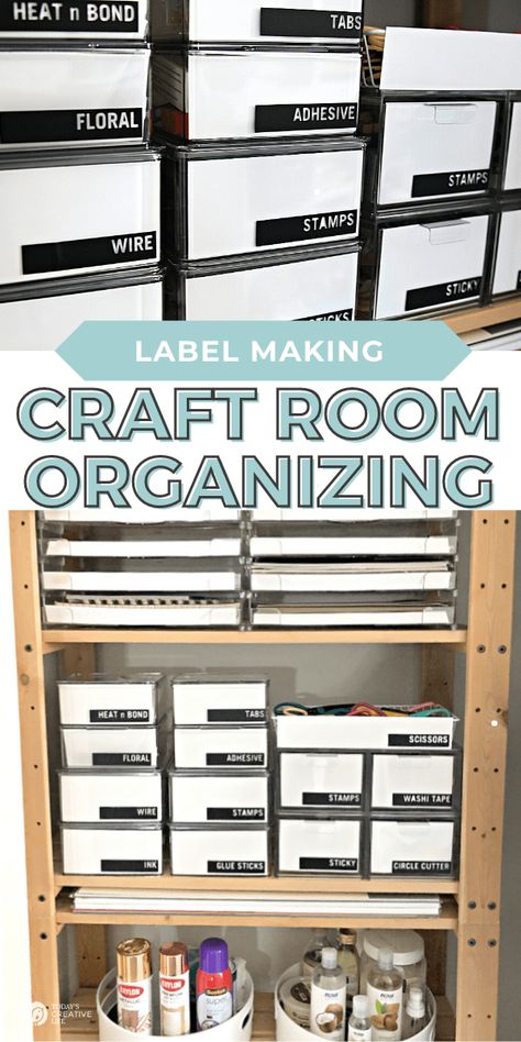 #sponsored | Home Organization Hacks: Labels and tags for easy organizing using my Cricut Joy. Minimal label design for easy Craft Room Organization using clear containers. Organizing Tips and hacks from TodaysCreativeLife.com Minimal Label Design, Craft Room Organizing, Craft Label, Organize Craft Supplies, Organizing Labels, Small Space Organization, Pantry Labels, Cricut Joy, Craft Room Storage