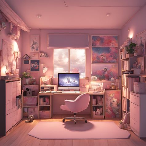 Anime bedroom cute Anime Bedroom Art, Cute Anime Bedroom, Anime Rooms, Anime Bedroom, Bedroom Cute, Anime Room, Cute Anime, Bedroom Art, Bedroom