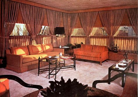 60’s Bedroom, 70s Curtains, 70s Curtains Bedroom, 1960s Living Room Curtains, 80s Curtains, Retro Style Living Room, 1970s Curtains, 70’s Couch, 70s Living Room