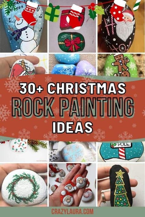 List of the Most Creative Christmas Rock Painting Ideas To Try #ChristmasPaintedRocks #RockPainting #Christmas Painted Rocks Ideas Christmas, Rock Painting For Christmas, Square Painted Rocks, Painting Rocks Christmas, Easy Christmas Rock Painting Ideas, Painted Christmas Rocks Ideas, Christmas Easy Painting Ideas, Painting Christmas Rocks, Xmas Rock Painting