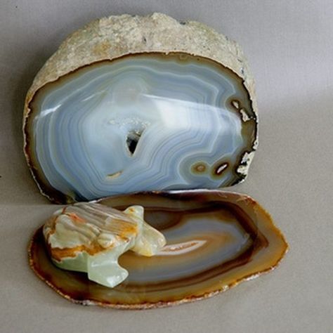 Agates are rough on the outside and beautiful inside Rock Identification, Agate Rocks, Rock Hunting, Rocks And Fossils, Rock And Pebbles, Rock Collection, Minerals And Gemstones, Rocks And Gems, Rock Hounding