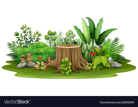 Landscape Vector, Plant Clips, School Wall Art, Painting Fabric, Floral Border Design, Drawings For Kids, Plant Drawing, Tree Stump, Art Drawings For Kids