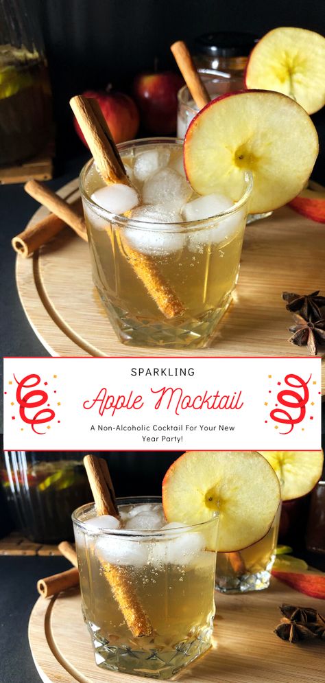 Mocktail With Apple Juice, Apple Juice Mocktail Non Alcoholic, Apple Juice Mocktail Recipe, Apple Mocktail Recipe, Apple Mocktail, Apple Juice Cocktail, Drinks Mocktail, Easy Mocktails, Tea Tips