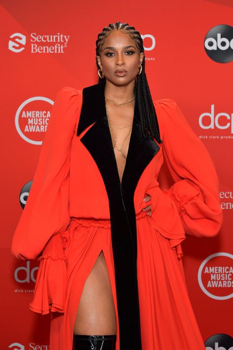 Ciara's Regal Cornrows at the AMAs Managed to Distract Us From Her Striking Gown Ciara Braids, Ciara Hair, Quick Braided Hairstyles, Popsugar Beauty, Electronic Dance Music, American Music Awards, Dua Lipa, Black Girls Hairstyles, Fashion 2020