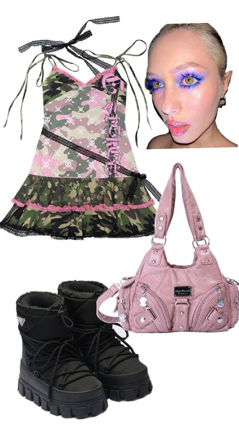 Camo Fits Aesthetic, Camo Skirt Outfit, Dollskill Outfits, Customize Character, Ab Outfits, Tattoo Artist Tips, Character Chart, Camo Skirt, Artist Tips