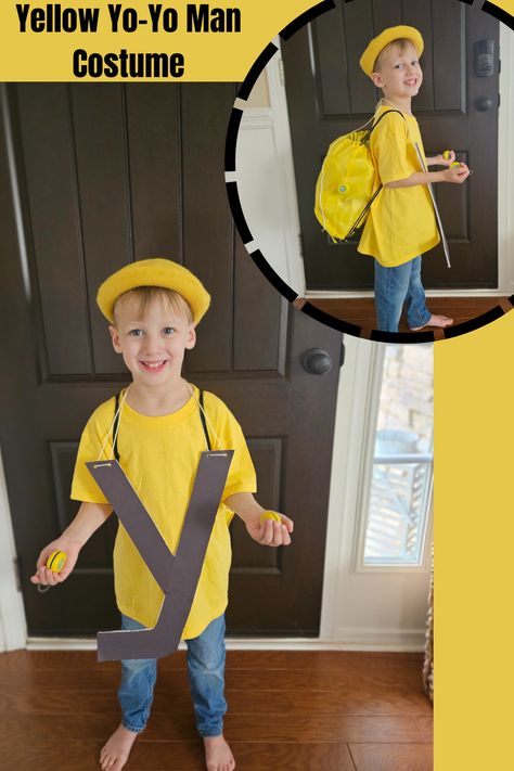 I used cheap bulk yo-yo's and stuffed the bag with paper to make it look like it was full of yellow yo-yo's. The letter 'Y' was hand cut from foam board and I used regular yarn and a hole punch to make it hang from his neck. Voila! Letterland Yellow Yo-Yo Man! Easy Diy Costume, The Letter Y, Easy Diy Costumes, Costume For Kids, Letter Y, Diy Costume, Homeschool Kindergarten, Mens Costumes, Diy Costumes