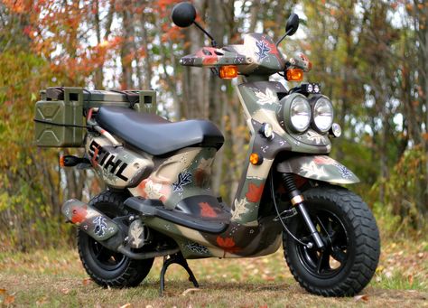 Yamaha Stihl Camo Zuma Honda Metropolitan, Honda Ruckus, Brat Style, Sports Bikes Motorcycles, Custom Motorcycle, Big Eyes, Cool Bikes, Sport Bikes, Scooters