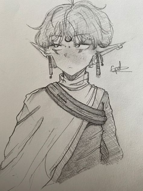 Male Elf Drawing Sketches, Elf Drawing Reference, Elf Drawing, Elf Drawings, Male Elf, Wall Drawing, Sketchbook Ideas, Dream Art