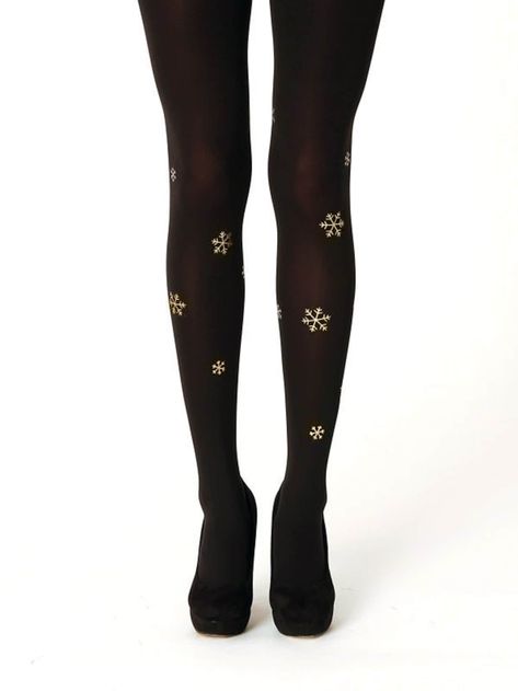 Gold Tights, Black Opaque Tights, Plus Size Tights, Snowflake Print, Black Gold Jewelry, Snow Christmas, Nice Outfits, Opaque Tights, Thigh High Stockings