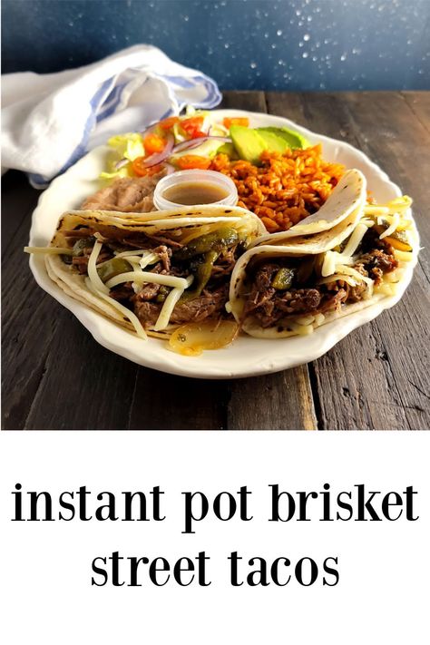 Instapot Brisket Tacos, Mexican Brisket Tacos, Brisket Tacos Instant Pot, Brisket Street Tacos, Pressure Cooker Brisket, Beef Brisket Tacos, Instant Pot Brisket, Brisket Tacos, Beef Brisket Recipes