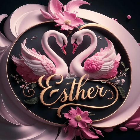 Esther Name, Sophisticated Logo Design, Sophisticated Logo, Painterly Texture, Poster 3d, Anime Photo, Name Design, Swans, Painting Illustration