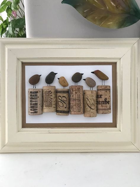 Pin by Maria Larson Schmidt on Pebble Art | Sea glass crafts, Cork crafts, Wine cork crafts Best Selling Crafts 2023, Wine Cork Diy Crafts, Stone Pictures Pebble Art, Cork Crafts Diy, Sea Glass Art Projects, Wine Cork Diy, Wine Cork Art, Beach Glass Crafts, Cork Projects