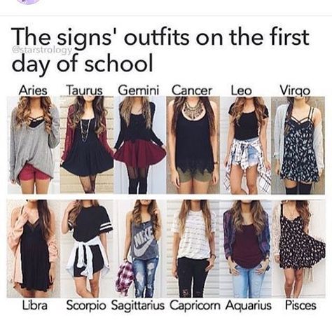 Female Outfits - Zodiac outfits - Page 2 - Wattpad Zodiac Signs Outfits Style Inspiration, Zodiac Clothes, First Day Of School Outfits, Zodiac Sign Fashion, Zodiac Signs Chart, Zodiac Signs Virgo, Zodiac Signs Sagittarius, Zodiac Signs Leo, Zodiac Sign Traits