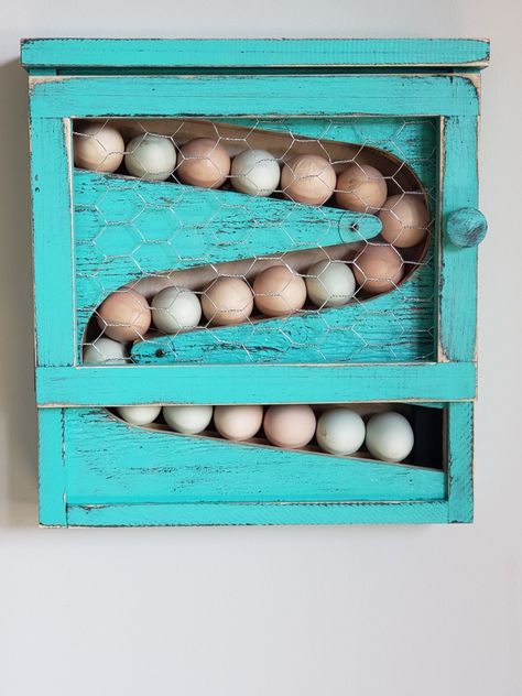 Counter Egg Holder, Egg Storage Ideas, Fresh Egg Holder, Egg Skelter, Egg Dispenser, Diy Kitchen Storage Ideas, Wood Chandelier Rustic, Egg Baskets, Eggs Basket